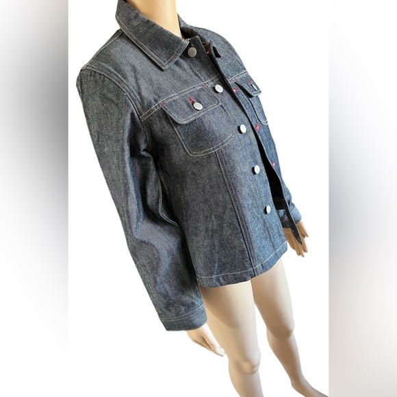 Hostess Pick ☄️💥 Unique Vintage ILLUSIONZ Denim Jacket with Red Cherry Accents - Picture 8 of 11